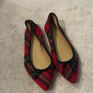 Talbots Red Plaid Flats with Bow